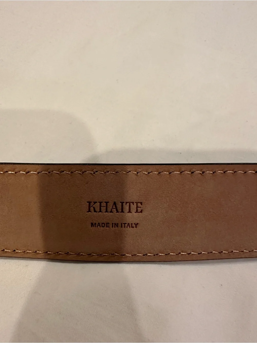 KHAITE Suede Leather Women's Belt with Gold Buckle - Dark Brown